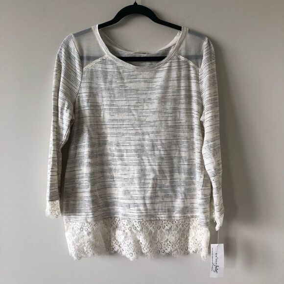 Nwt-maison Jules Lace/Sheer Lightweight Top - Picture 1 of 8
